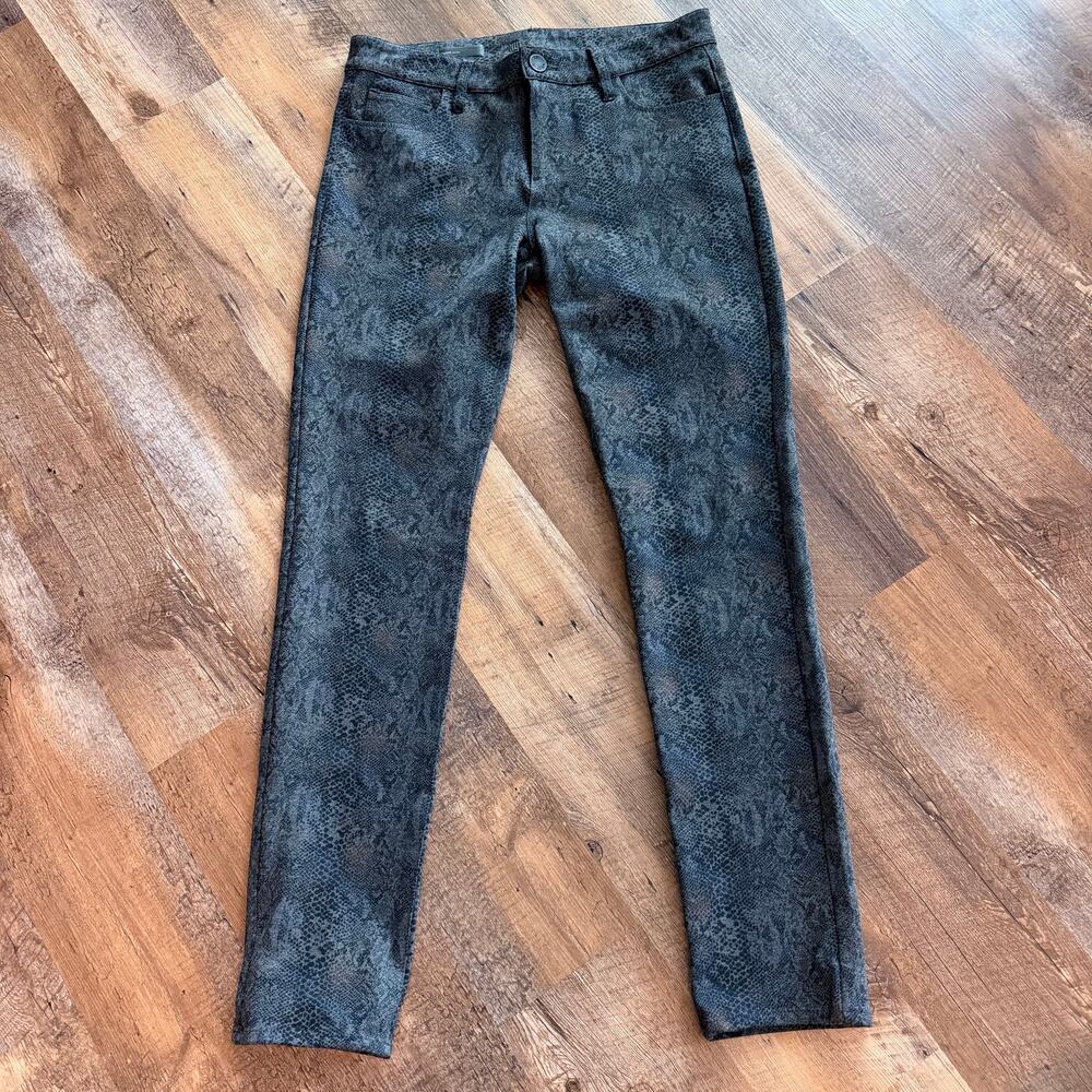 Kut from the Kloth Diana Skinny Python Print Jeans 10 Black Snake Stretch 32